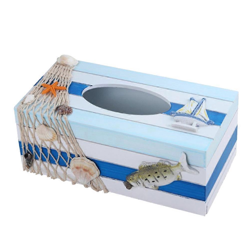 Mediterranean Wooden Tissue Box for Storage Use 1Pcs Decorative Pattern