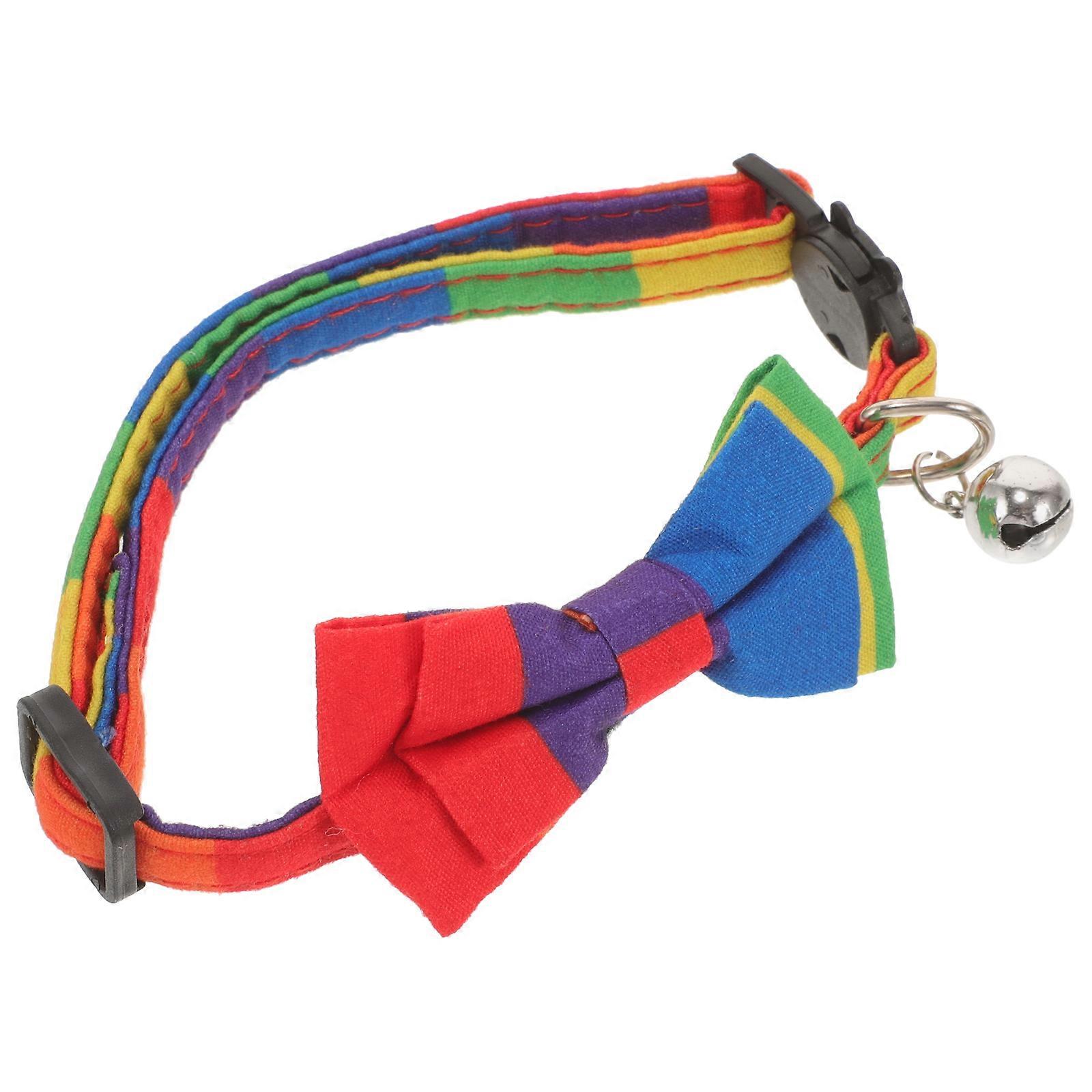 Dog Collar Rainbow Bow Tie Adjustable Collar for Pet Use