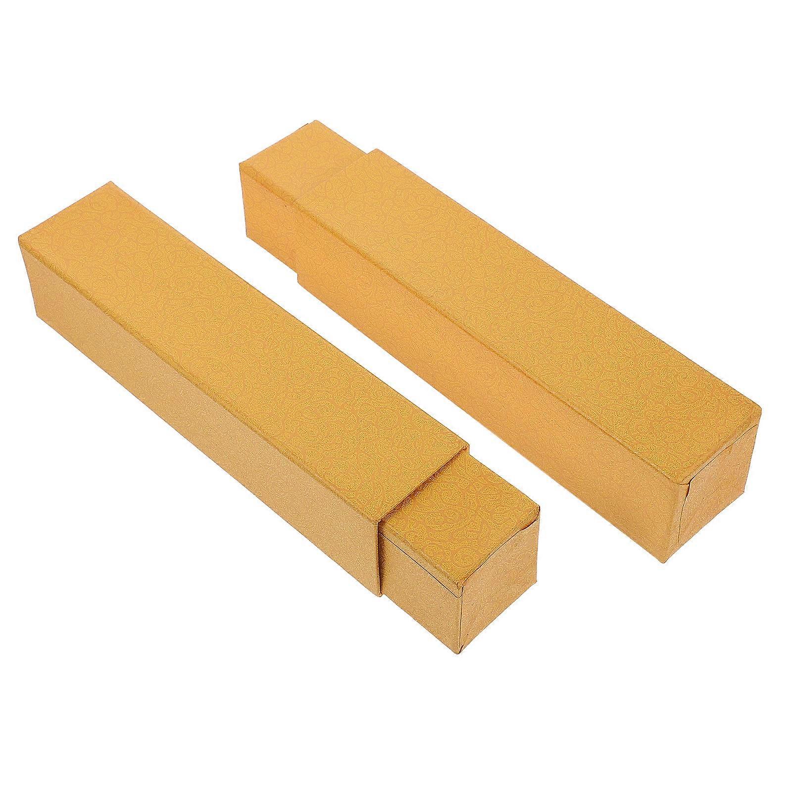 Picture Scroll Storage Cases for Calligraphy Work 2Pcs Paper Material Yellow
