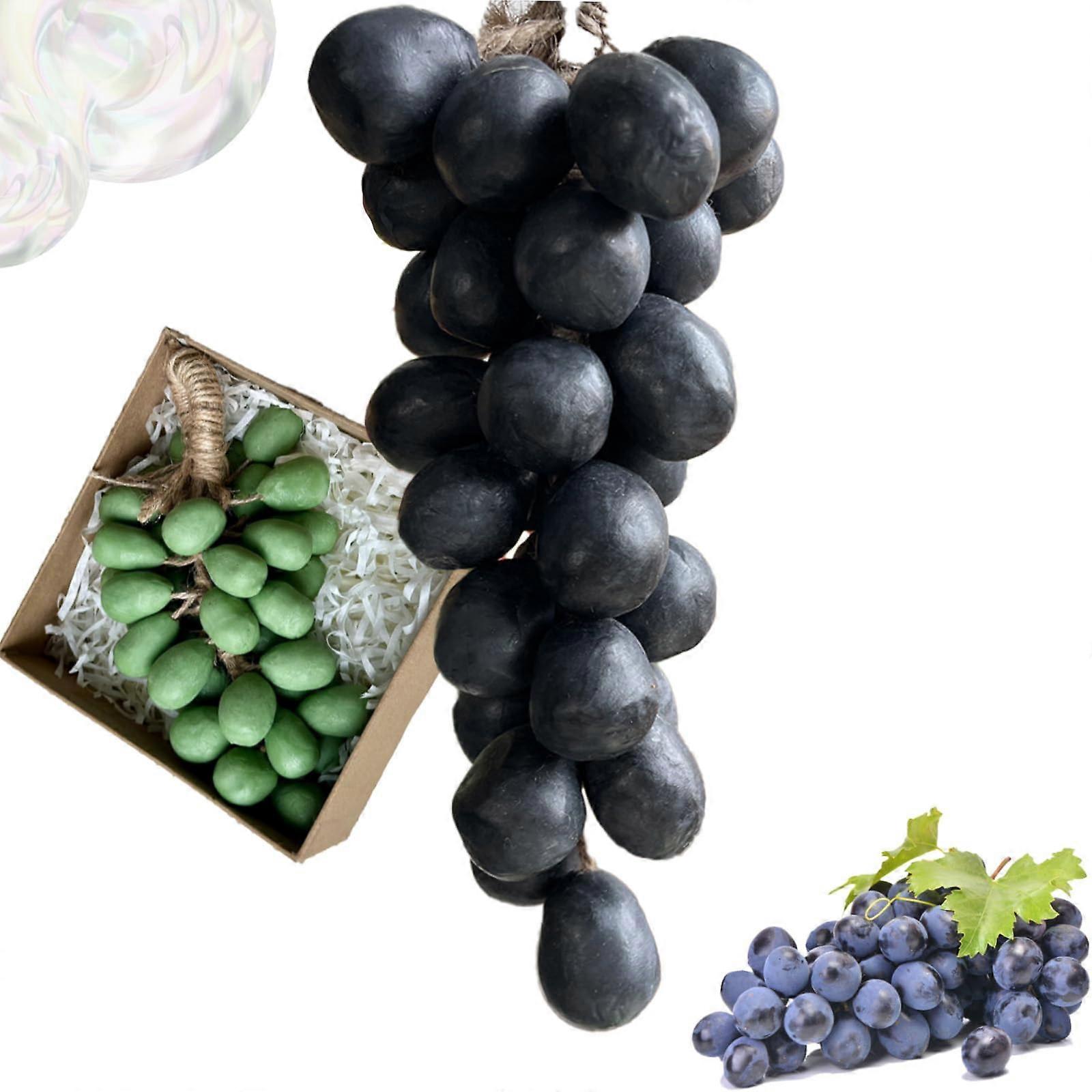 Grape Soap on a Rope Handmade Decorative Cold Process Bar with Realistic Cluster Design Black