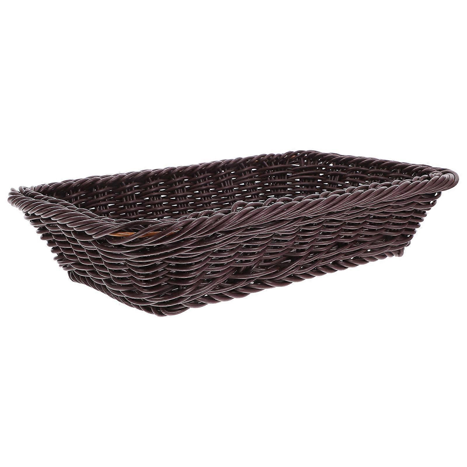 Black Woven Bread Basket for Storage Small Durable PVC Bread Basket
