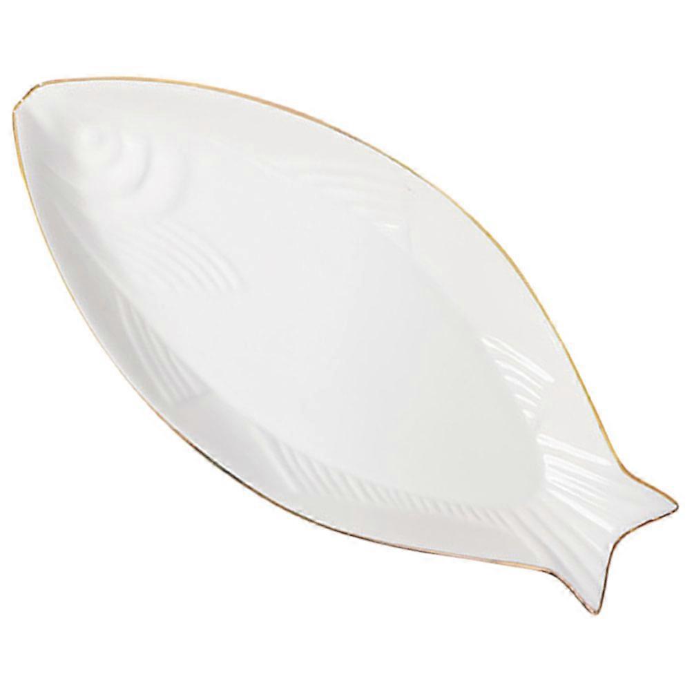 Fish Serving Plate Ceramic Dish for Storage White Porcelain
