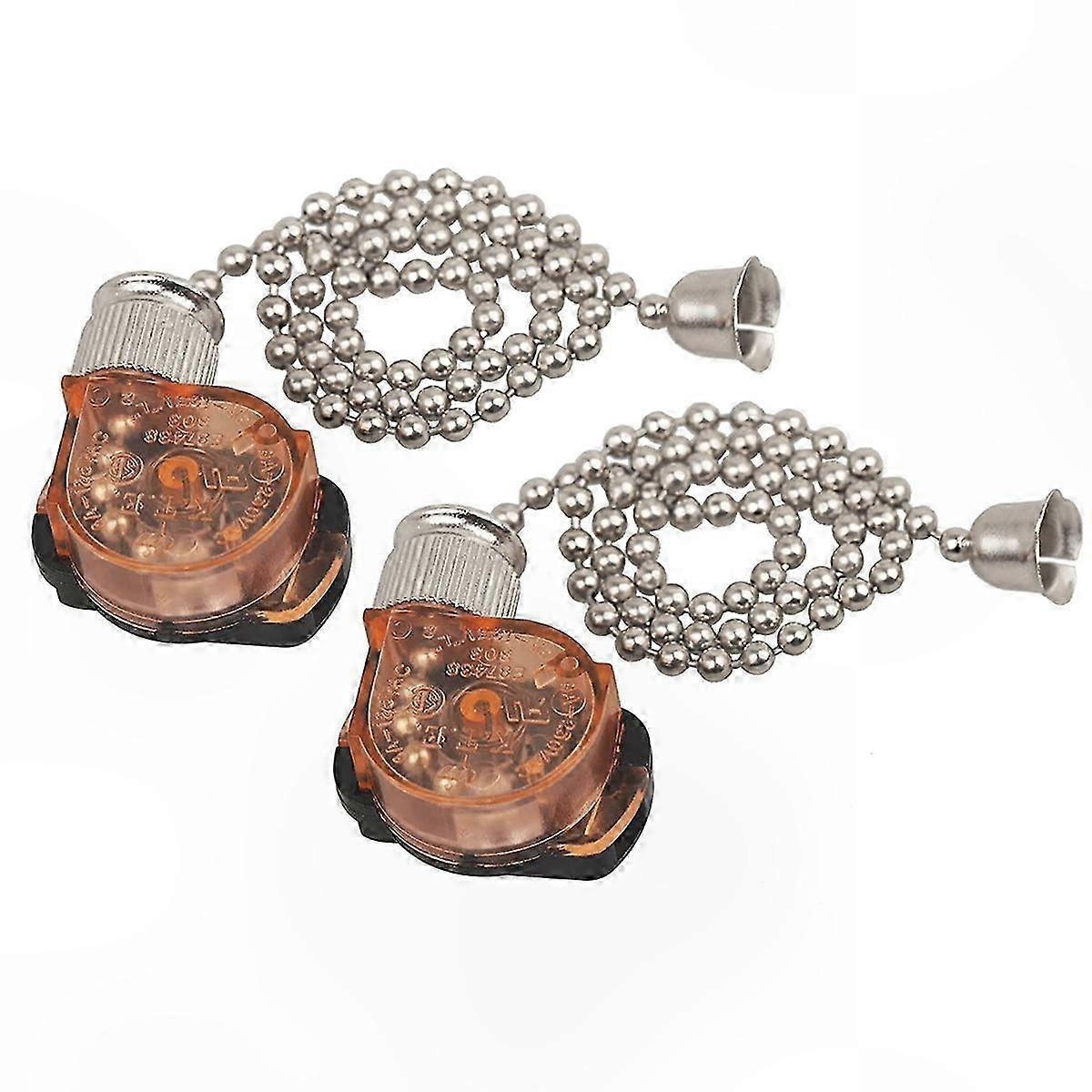 2-Pack Ceiling Fan Light Switch with 11in Beaded Pull Chain, 6A 125VAC Electric Lamp Replacement Component