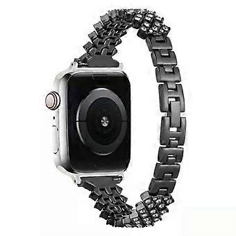 Pasek ze stopu aluminium ze strasami i metalową bransoletą do zegarka Apple Watch Series 11 10 42 mm/9 8 7 4