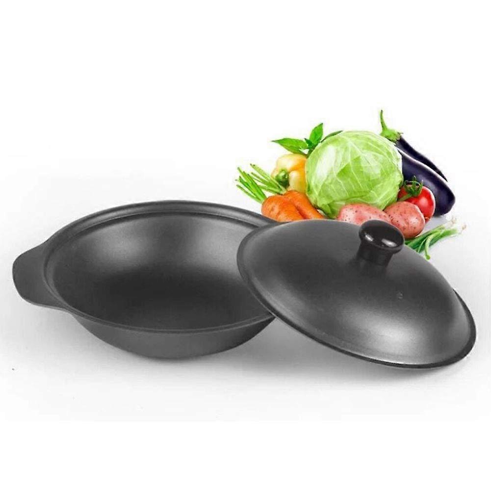 Cast Iron Wok with Lid 24cm, Non Stick Surface, Flat Bottom for Induction and Multiple Stoves