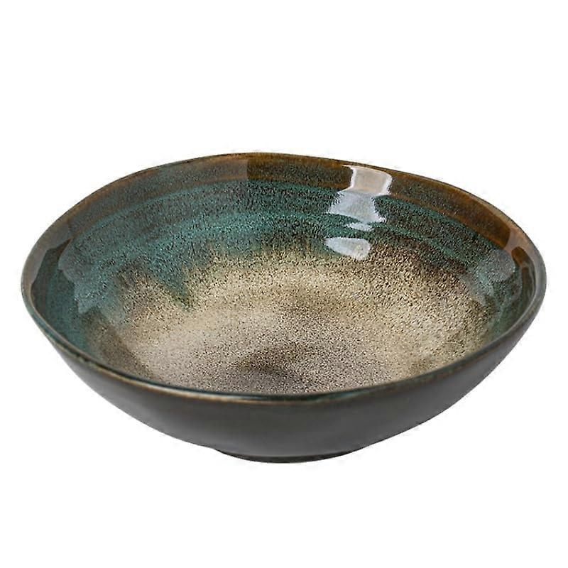 Ceramic Salad Bowl Retro Irregular Design Stackable for Kitchen Noodle Fruit Snack Serving