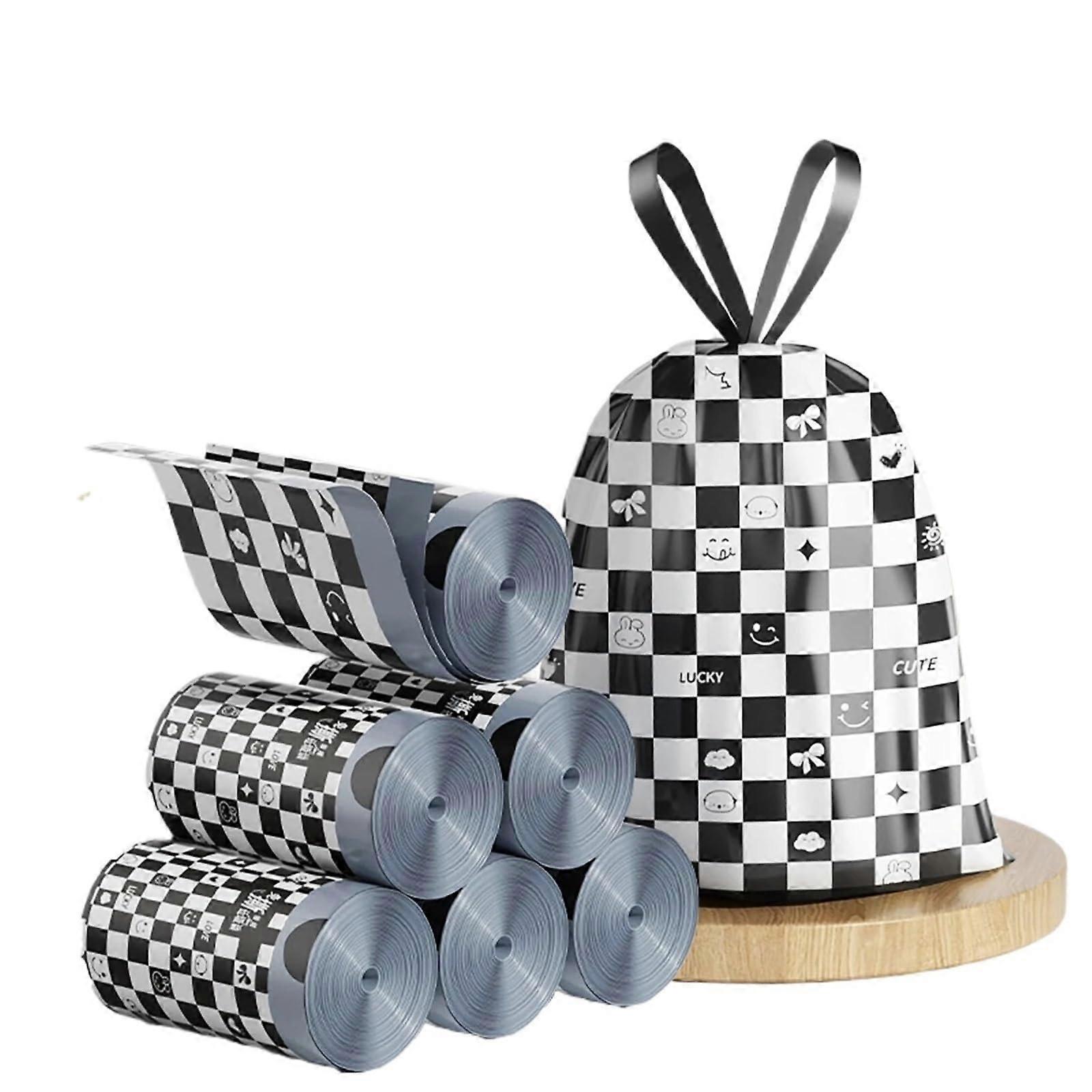 Drawstring Garbage Bags Heavy Duty Tear Kitchen Trash Bags Automatic Closing 60 Pack