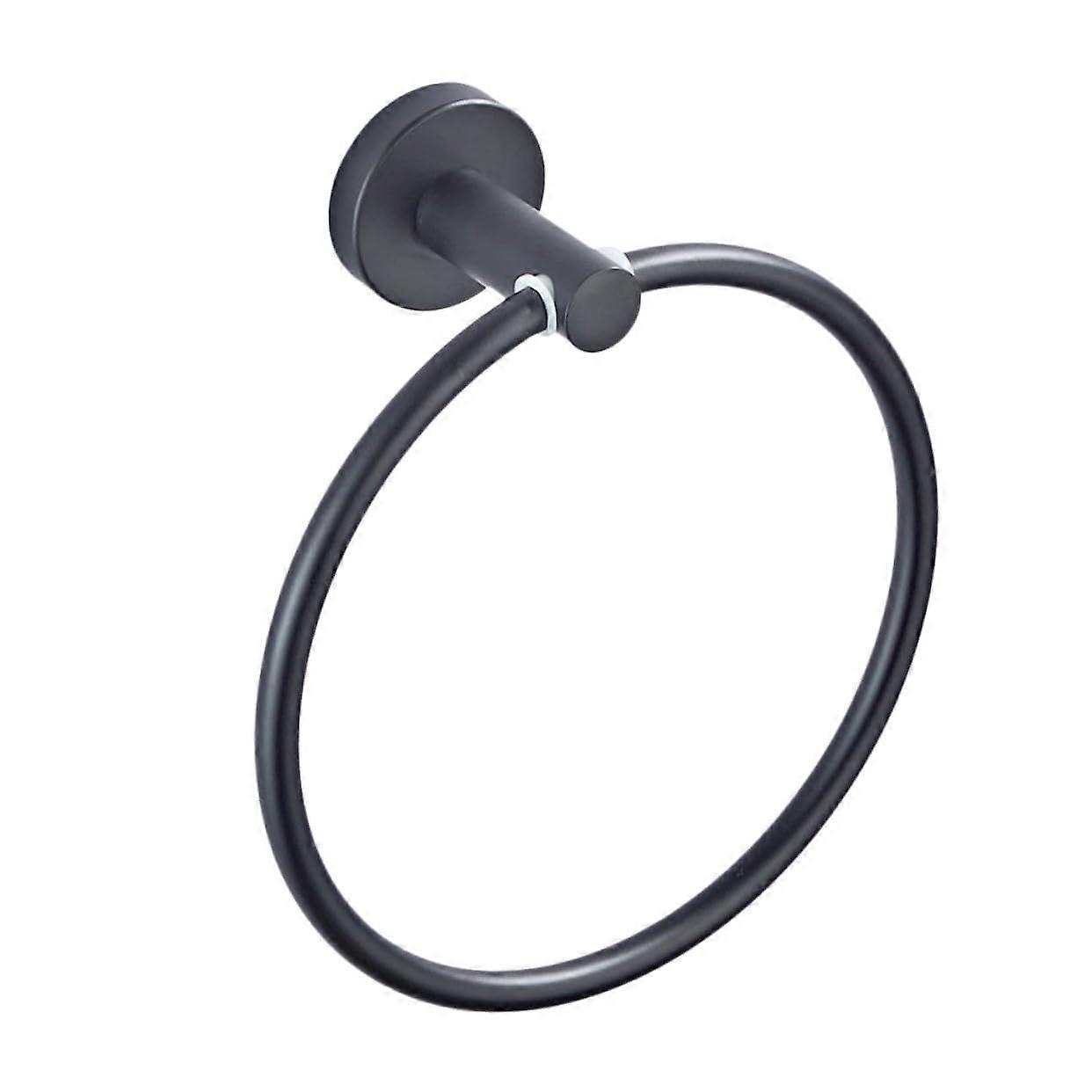 Wall Mounted Black Round Towel Ring Holder for Bathroom and Kitchen, Modern SpaceSaving Design