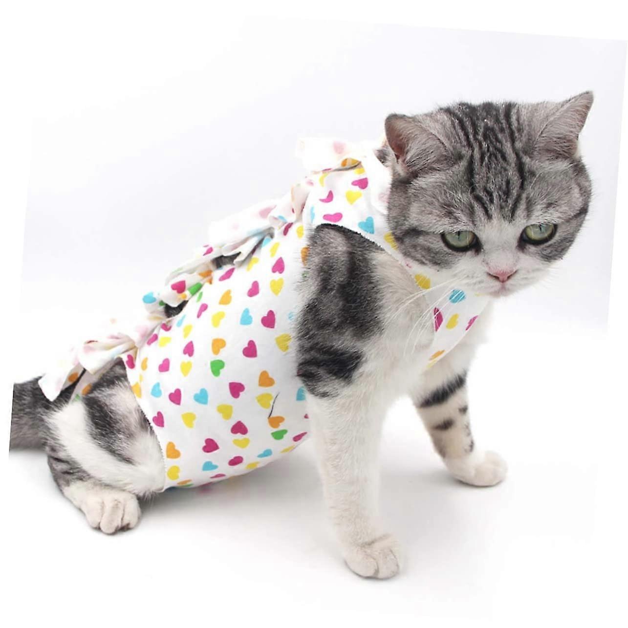 2pcs Cat Recovery Suit for PostSurgery Protection Breathable Fabric Surgical Suit Random Pattern