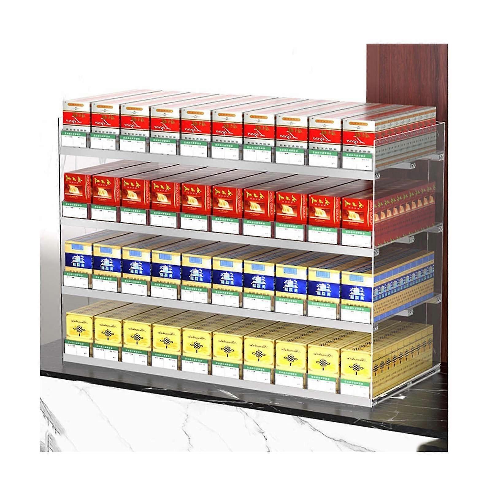 Acrylic Cigarette Display Case with Automatic Pusher, Transparent Durable Organizer for Convenience Store