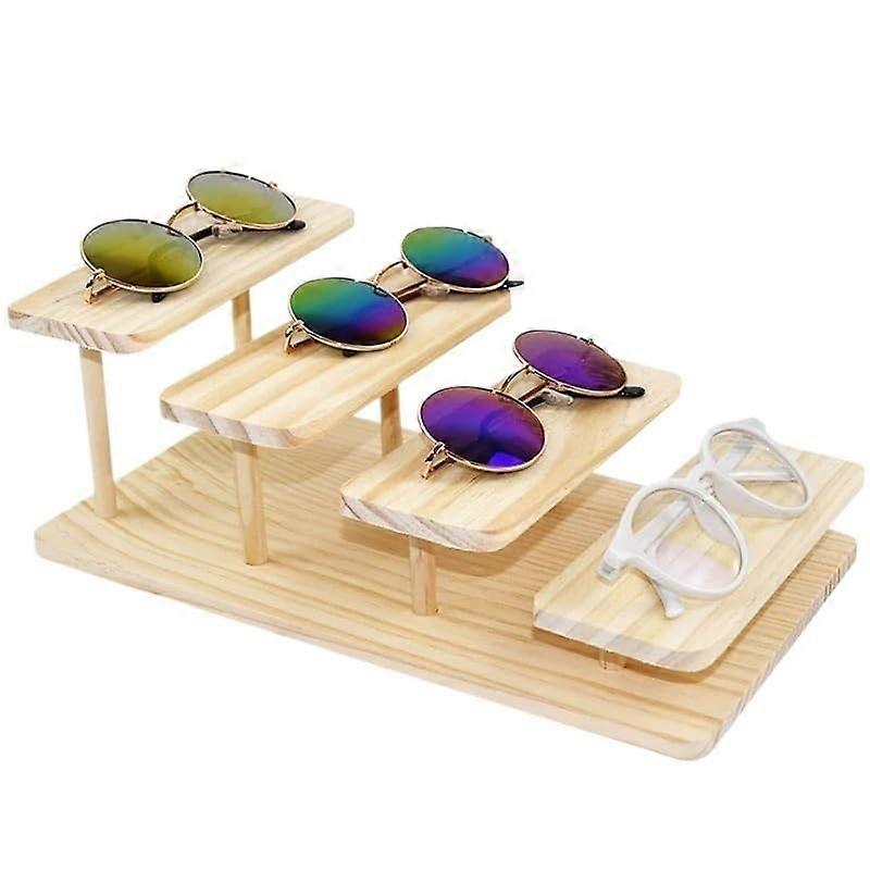 Wooden Sunglasses Display Stand Adjustable MultiLayer Eyewear Organizer Rack with Flexible Layer Design