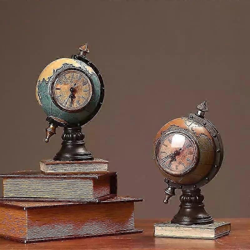 1PC Desktop Ornament Vintage Clock Globe Table Decoration Tabletop Ornament
