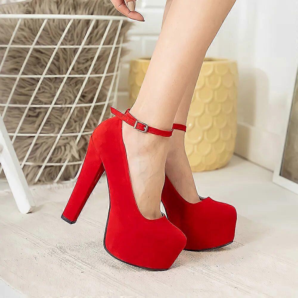 Rode suède platformhakken voor dames RA-304