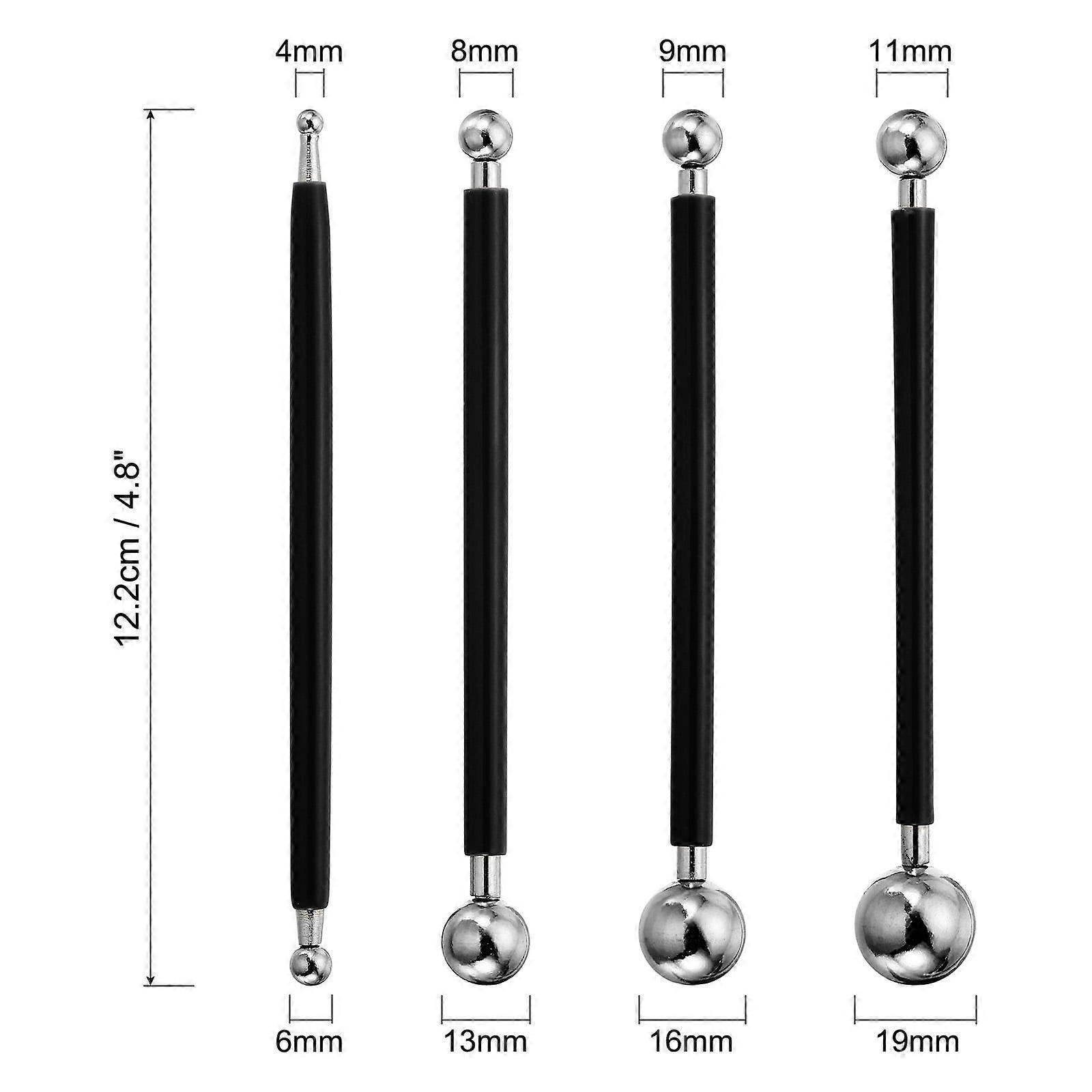 Modeling Ball Tools, Stainless Steel Embossing Stylus Tool, Black 4Pack