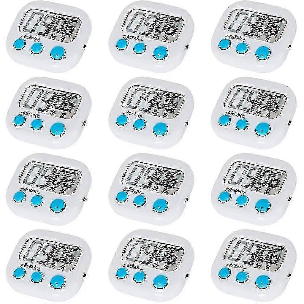 12 Pack Digital Kitchen Timer with On/Off Switch, Loud Alarm