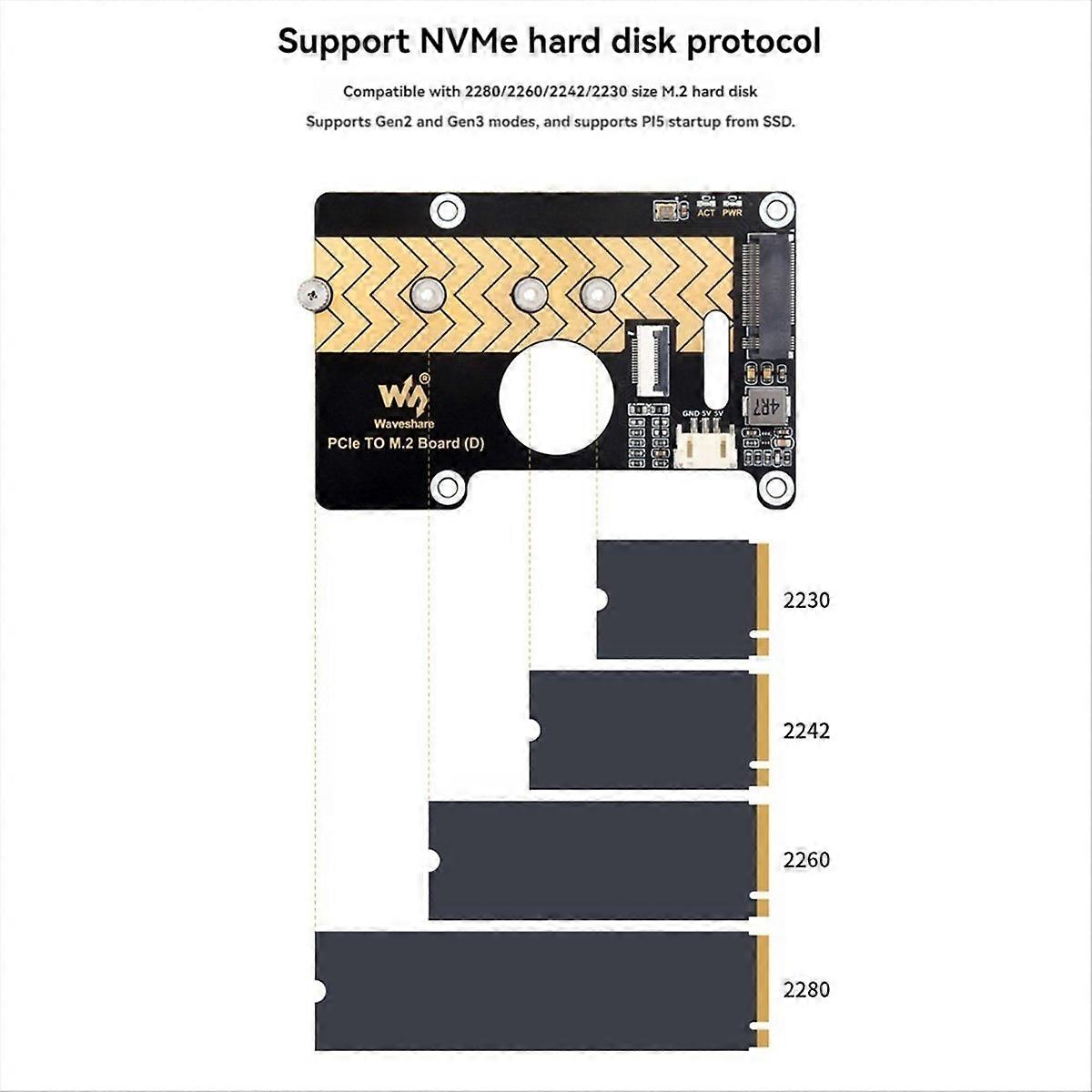  PCIe to M.2 Adapter Board for Raspberry Pi5 Transfer Module