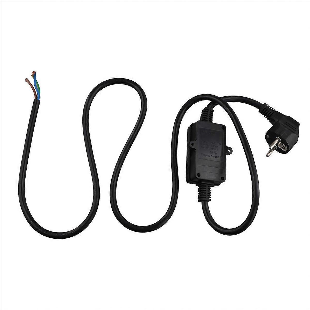 FI Circuit Breaker Socket Residual with Cable, EU Plug Black