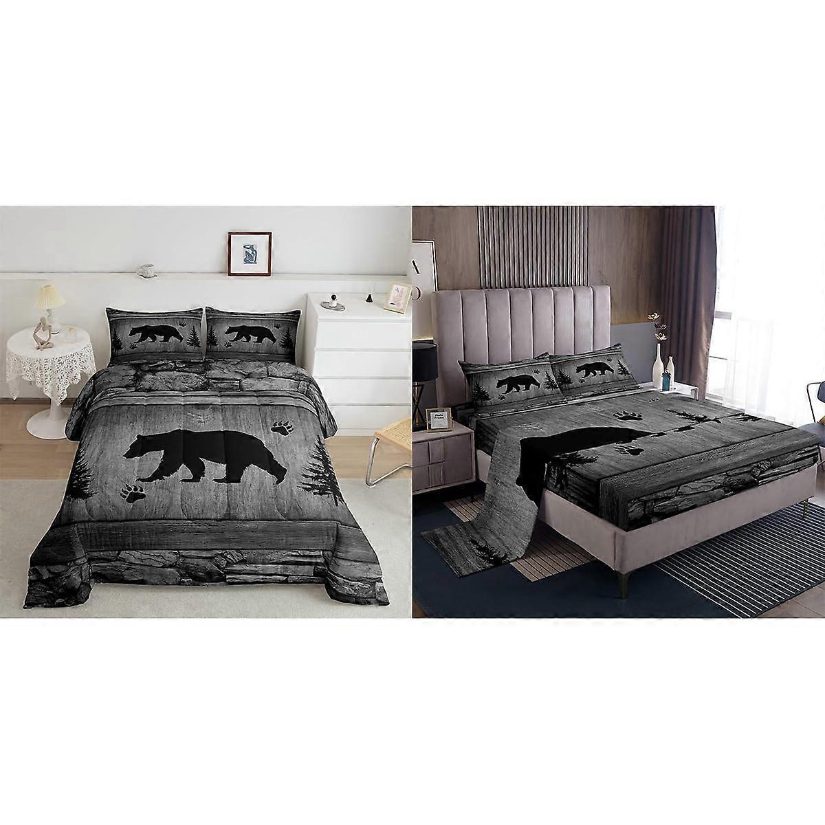 Bear Comforter Set Full Size 7 Piece Complete Bedding with Coordinated Bear Design for Full Bed