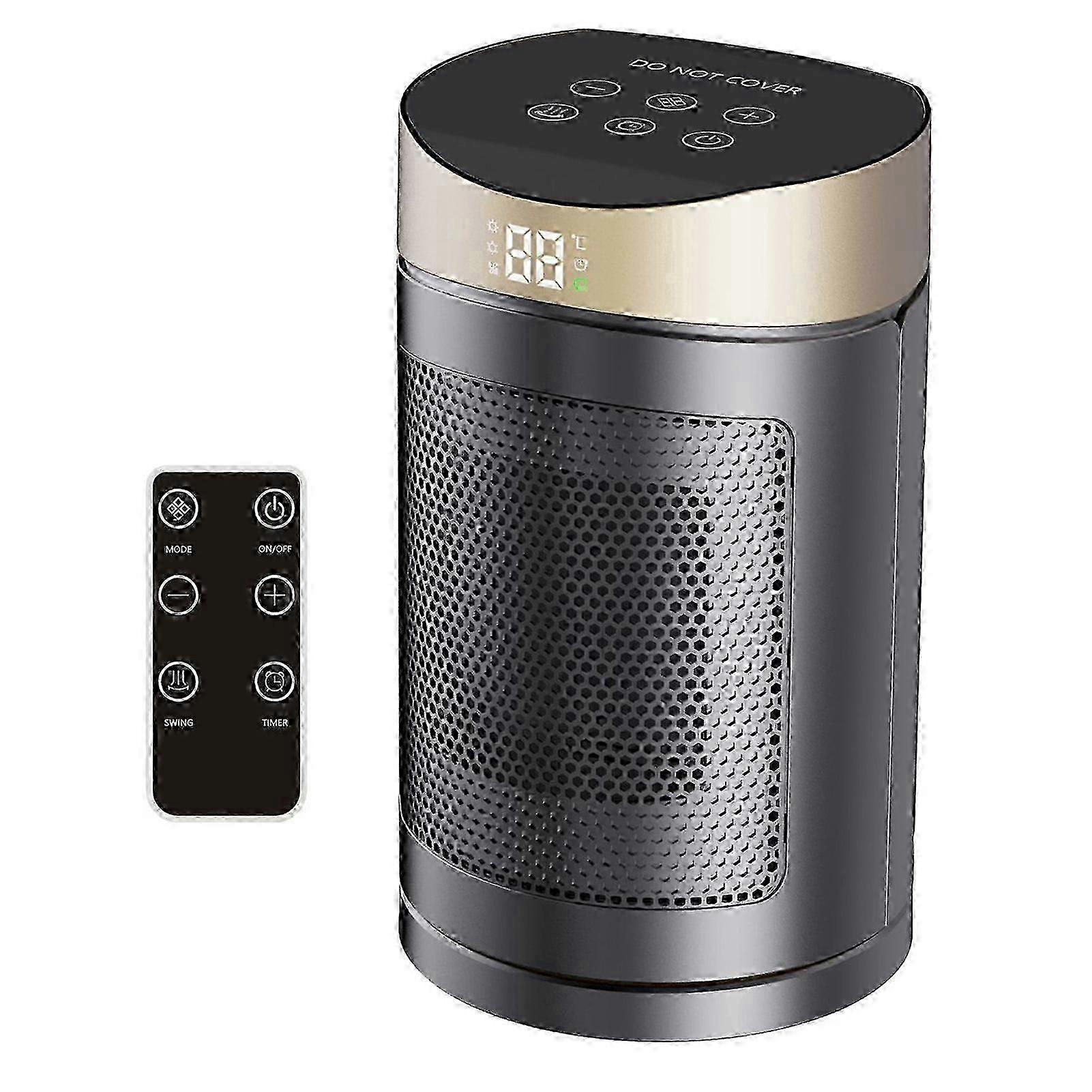 1500W Ceramic Space Heater with Remote Control, Quiet 2-Second Fast Heating, Auto Shutoff