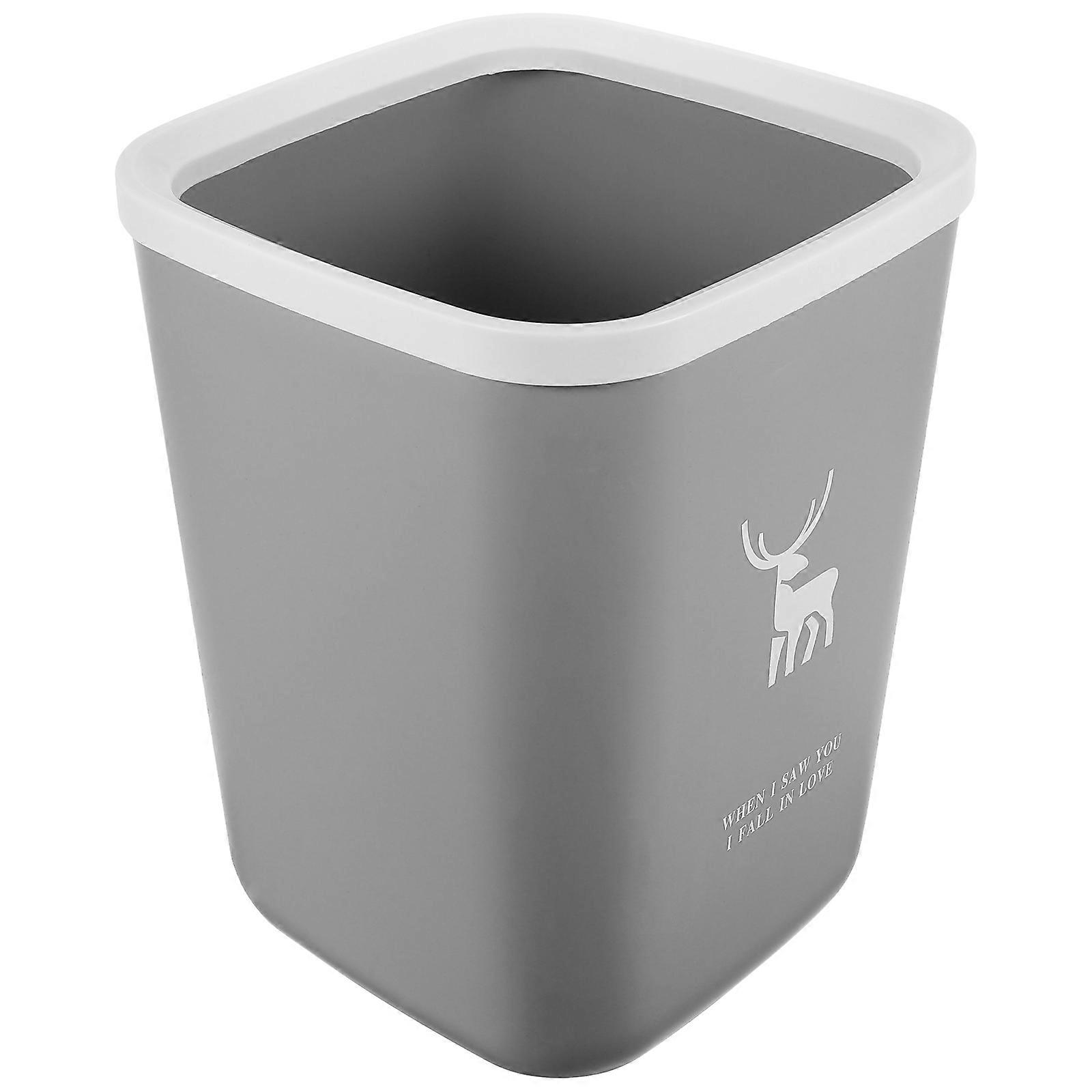 Grey Trash Can No Lid Waste Container for Storage PP Material