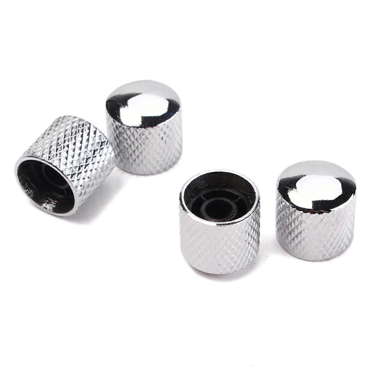 4pcs Guitar and Bass Control Knobs Brass Dome Chrome for Precise Tone and Volume Replacement