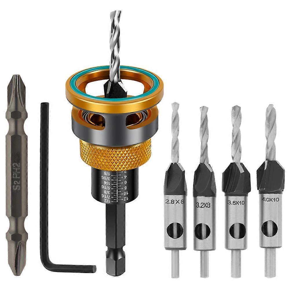Woodworking Limit Four Edge Countersink Drill High-Speed Steel Drill Adjustable Depth Step Drill Screw