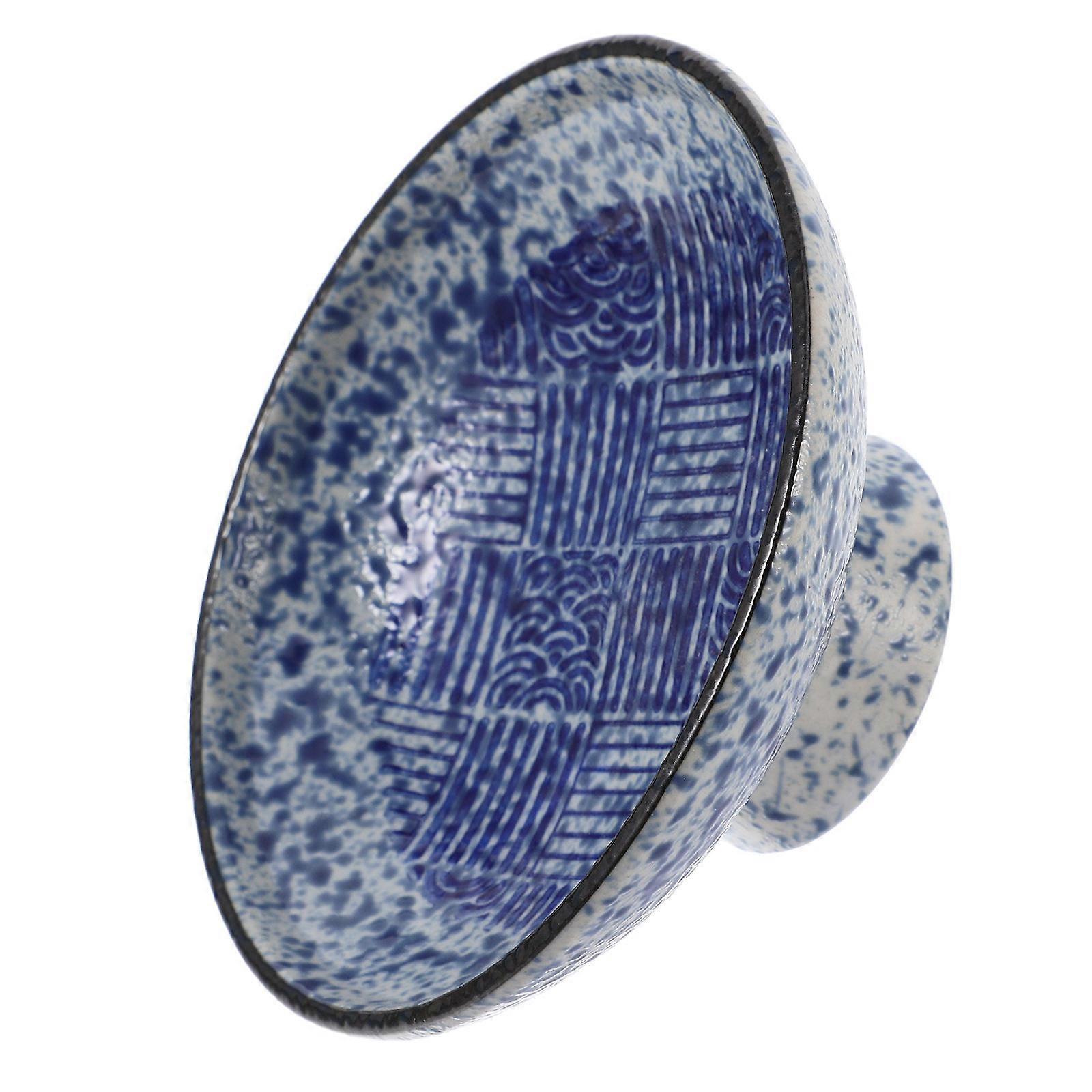 Decorative Fruit Bowl Ceramic Footed Fruit Bowl for Storage Blue Design