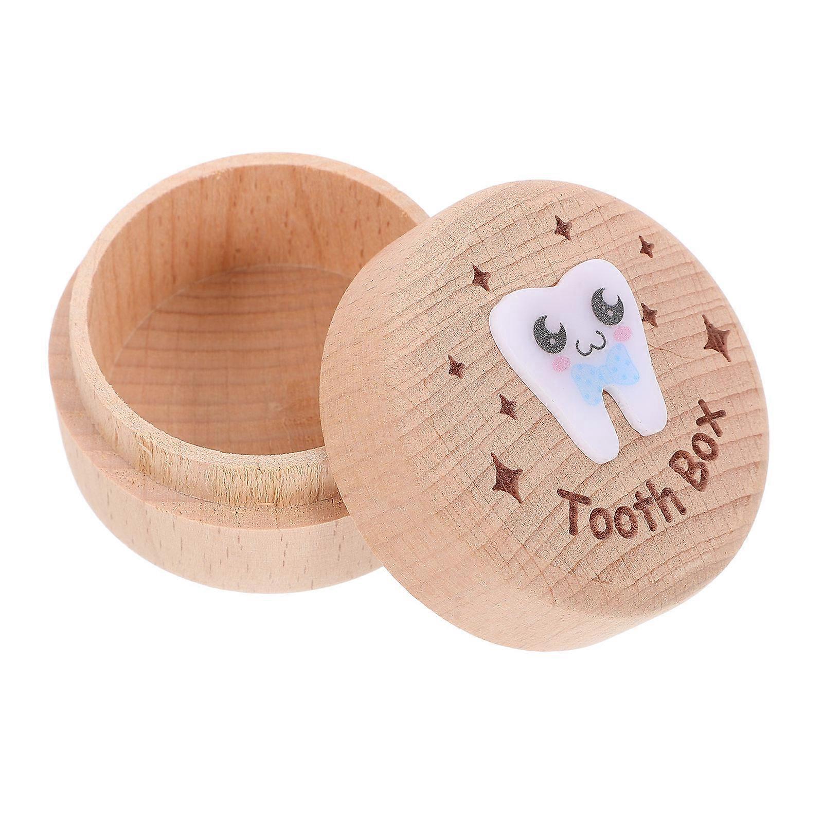 Wooden Tooth Box Infant Teeth Storage Holder for Keepsake 5Pcs