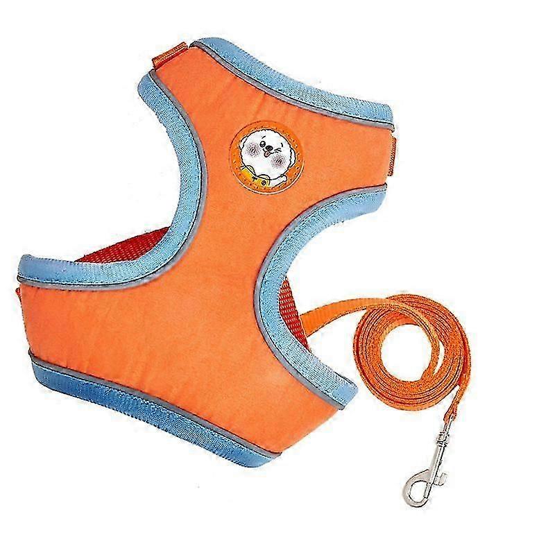 Dog Harness Reflective Vest With Leash Set, Suede Padding