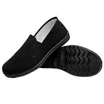 Zapatos tradicionales de Kung Fu para hombre, zapatillas de Tai Chi de algodón transpirable, hechas a mano, suela suave, color negro, talla 4.5 del Reino Unido