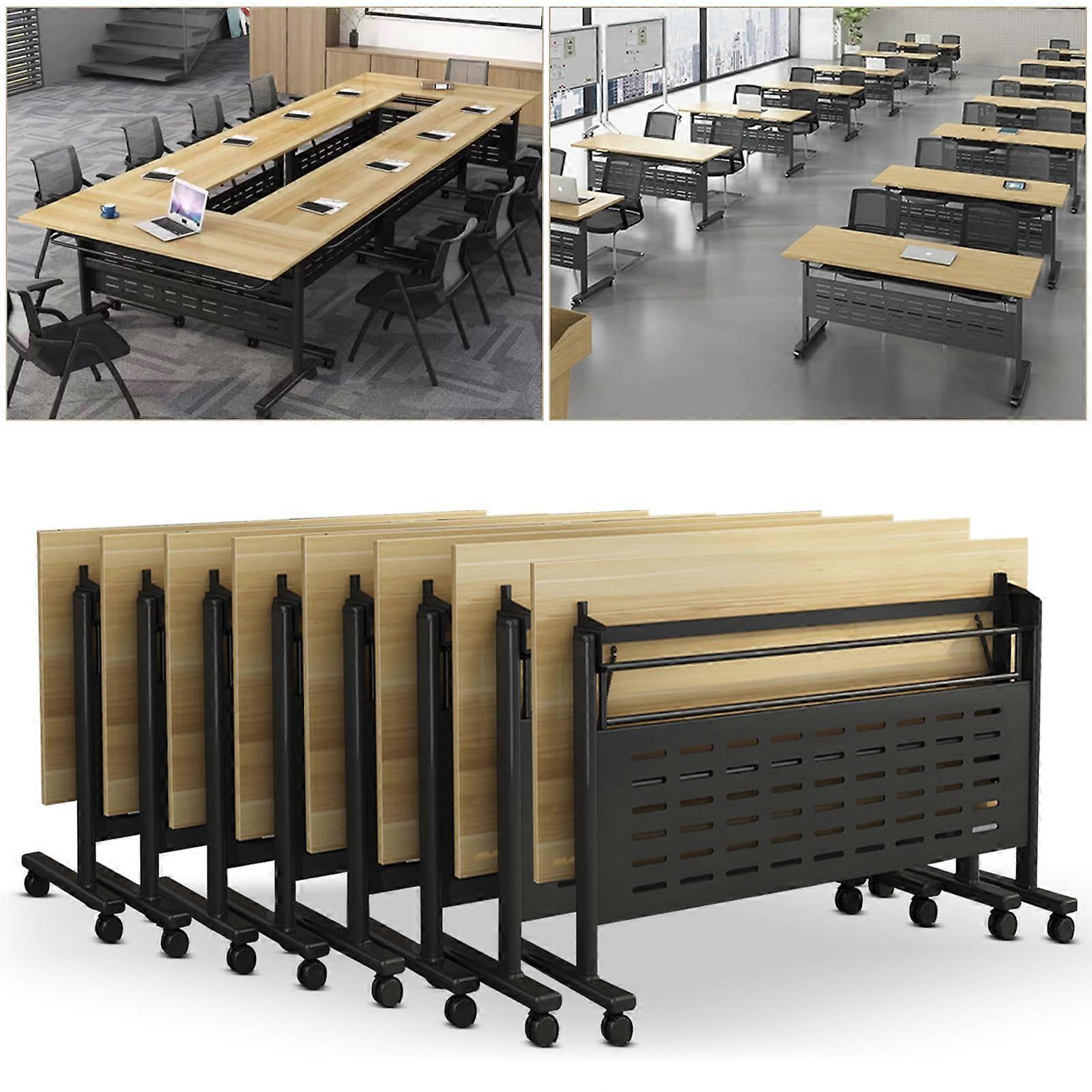 6ft Rectangular Foldable Conference Table with Silent Caster Wheels and Stable Metal Frame