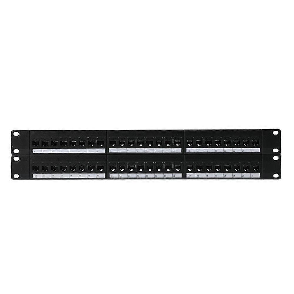 Rack 48 Port Straight-Through CAT6 Patch Panel RJ45 Network Cable Adapter Jack Ethernet Distribution Frame