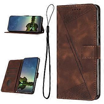Brown PU Leather Flip Cover Wallet Case with Card Holder and Magnetic Stand Closure for Oppo A3X 2024