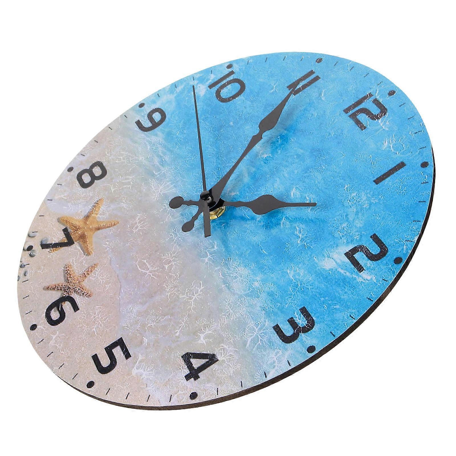 Beach Style Wall Clock Room Clock for Quiet Use 3Pcs
