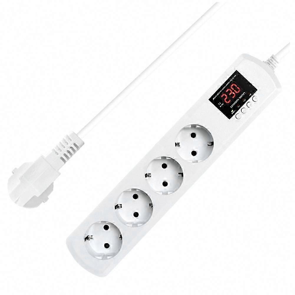 EU Socket 4 AC Outlets Automatic Voltage Current Protector 220V Adjustable 16A Power Protector for Wall