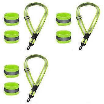 3X Reflective Sash Compatible with Walking At Night, High Visibility Reflective Running Gear Night, with 6 Pcs Reflective Armbands