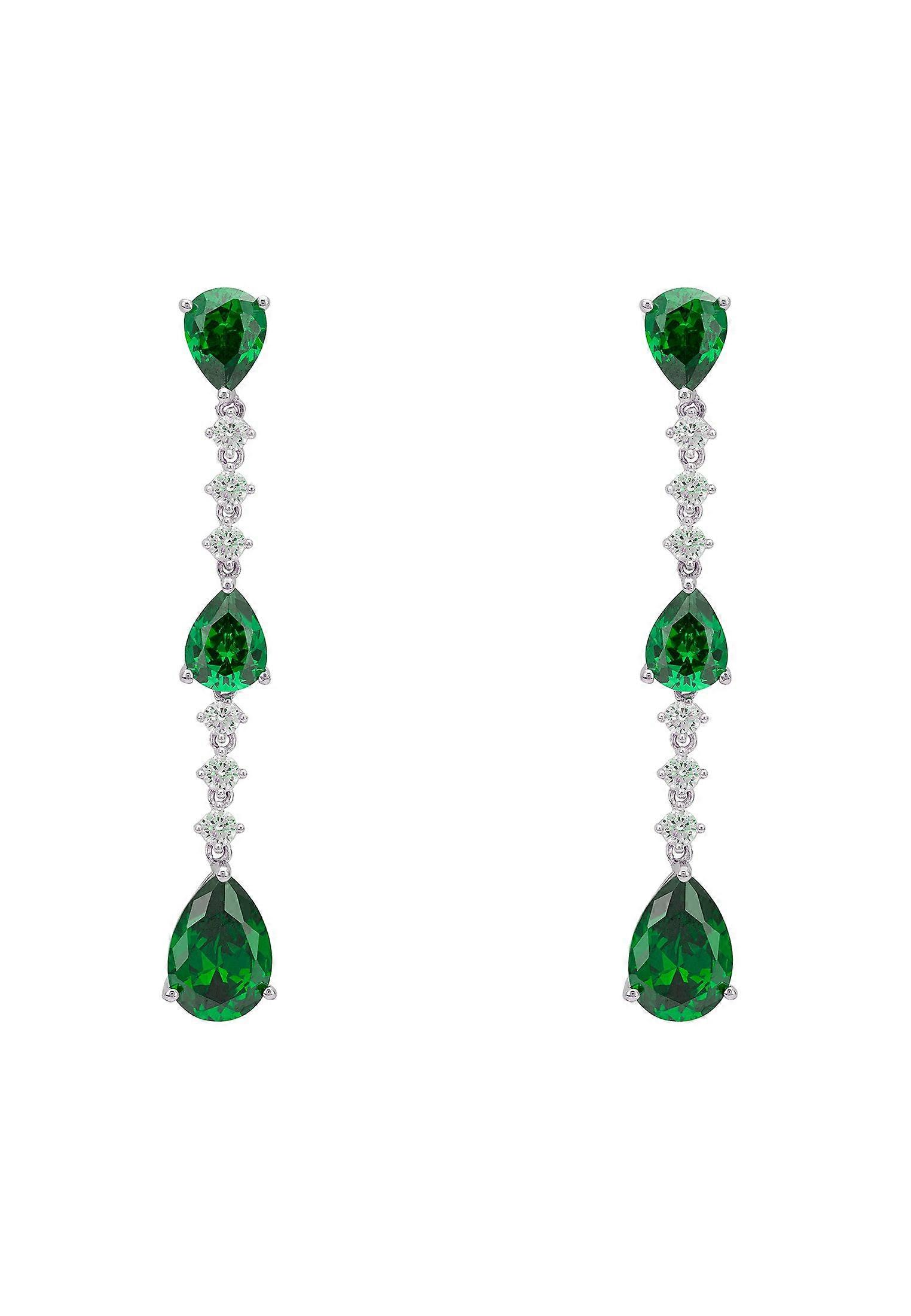 Elizabeth Drop Earrings Emerald Silver