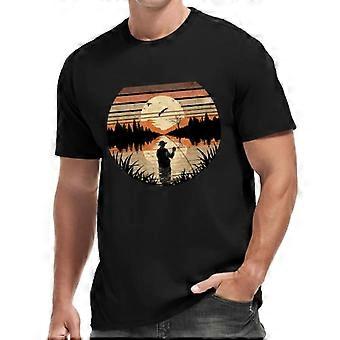 European Sizes Fishing By The Lake Men's Short Sleeve T-Shirts Summer Sports Casual Tops