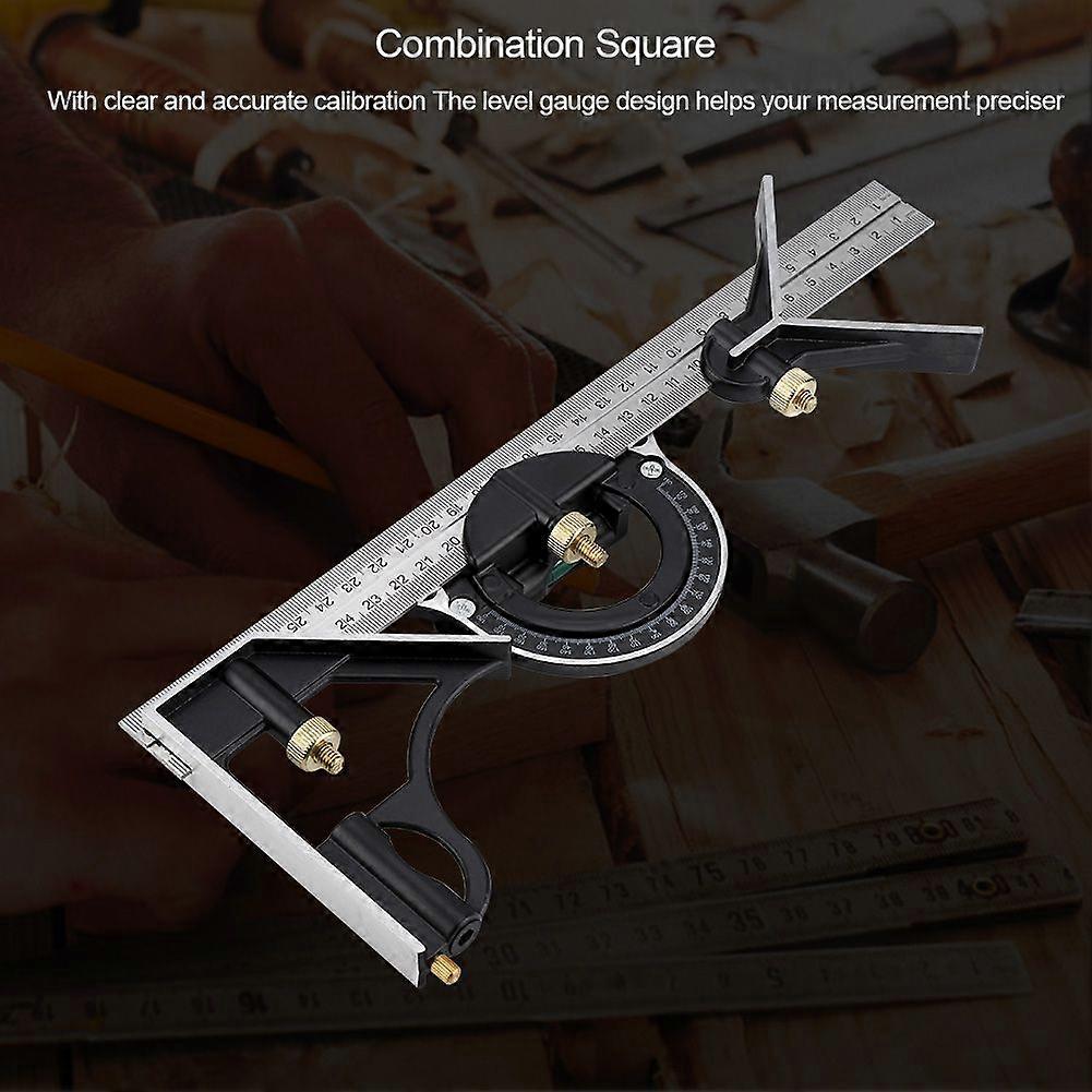 300mm Metal Adjustable Combination Square Right Angle Ruler Engineer Measuring Tool (Black)