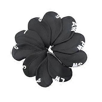 Golf Club Iron Head Covers 10 Piece Set Headcover Protector Black with Grey