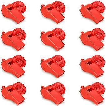 12PCS Apitos de Plástico Vermelho com Cordão, Apitos de Som Alto e Nítido a Granel Ideal para Treinadores, Árbitros e Oficiais (Vermelho(12PCS))