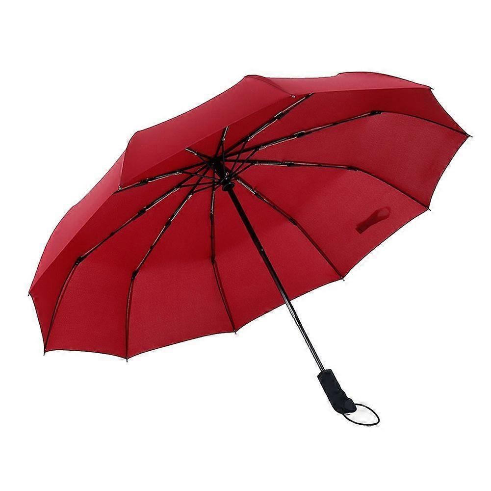Fully Automatic Open Strong Frame Triple Folding Large Windproof Rain Umbrella