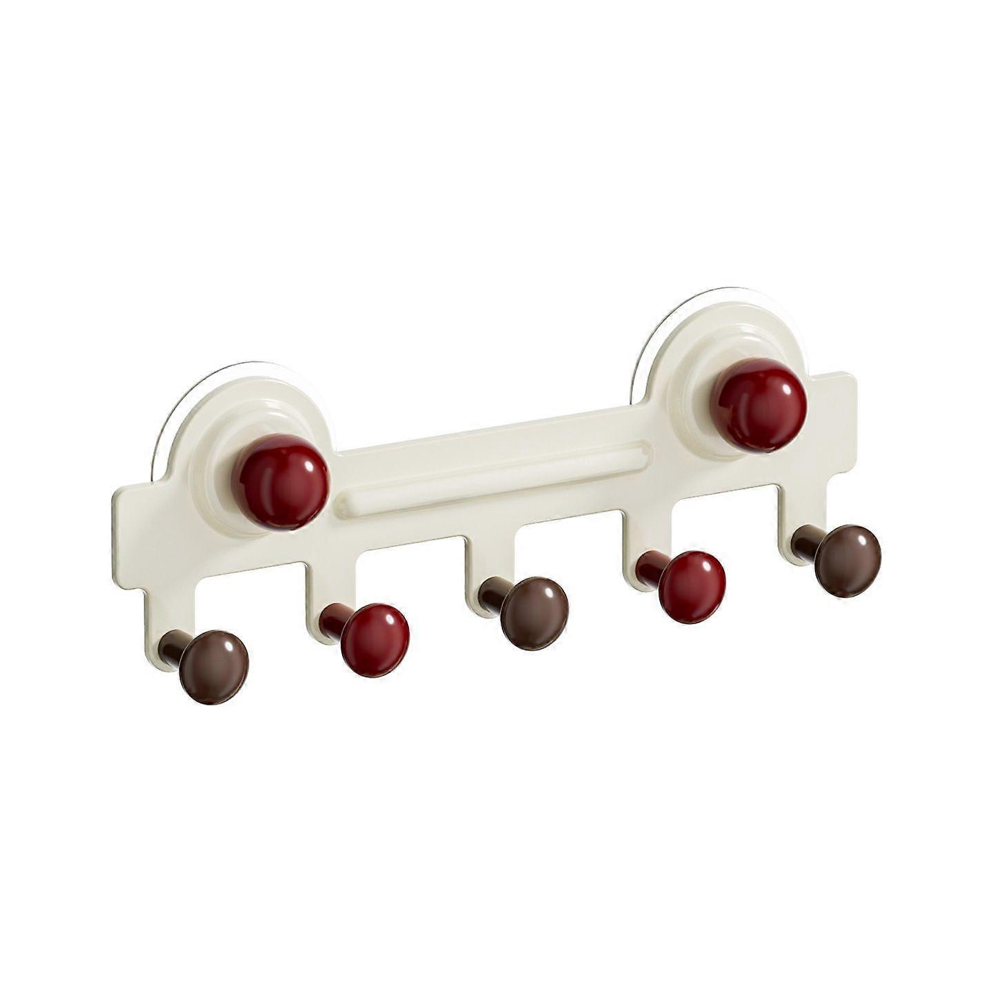 Multi-Purpose Suction Hook Rack, No Drilling, White, 5 Hooks