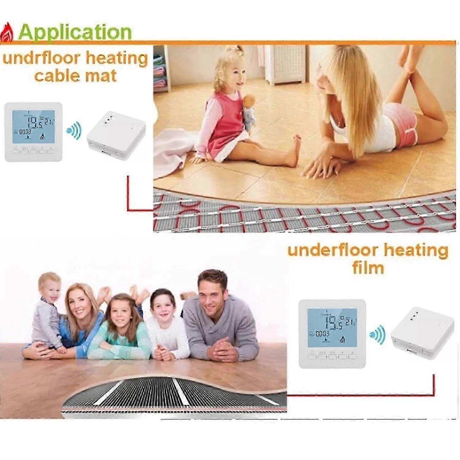Programmable Thermostat RF Wireless Smart Flame Retardant Electric Heating Temperature Controller AC
