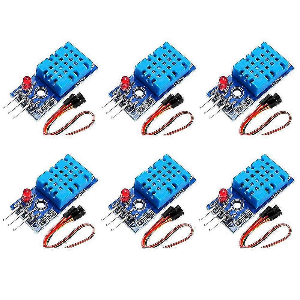 6 Set Temperature Humidity Sensor Module Digital Temperature Humidity Sensor 3.3V-5V with Wires
