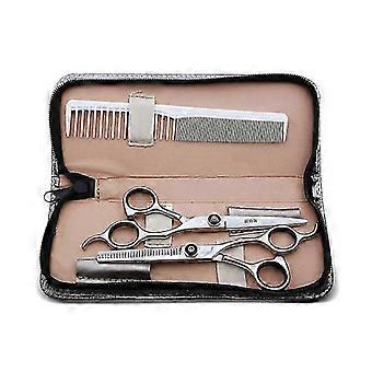Stainless Steel Hair Cutting Scissors Set with Thinning Shears, Comb, and Storage Bag for Barber and Salon Use