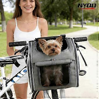 Dog Bike Basket, Expandable Soft-Sided Pet Carrier Backpack, Lightweight Sturdy with 4 Open Doors &amp; 4 Mesh Windows, Secure for Small Dogs, Cats, P