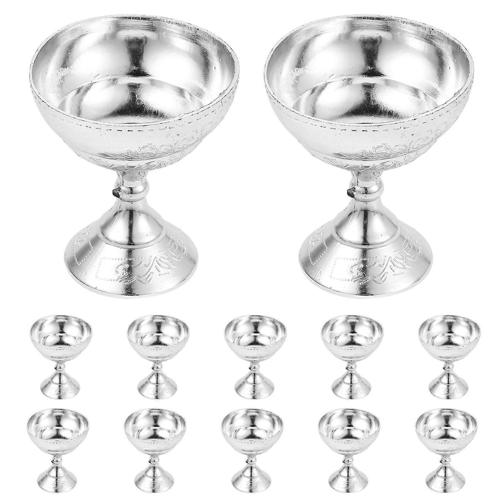 Wedding Candy Goblet Plastic Boxes for Candy Storage 12Pcs Silver Set
