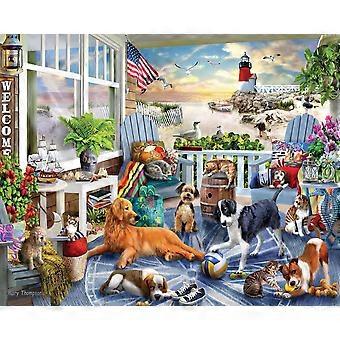 Jigsaw Puzzle Spring Beach Dog Gift Happy Pets HAA691