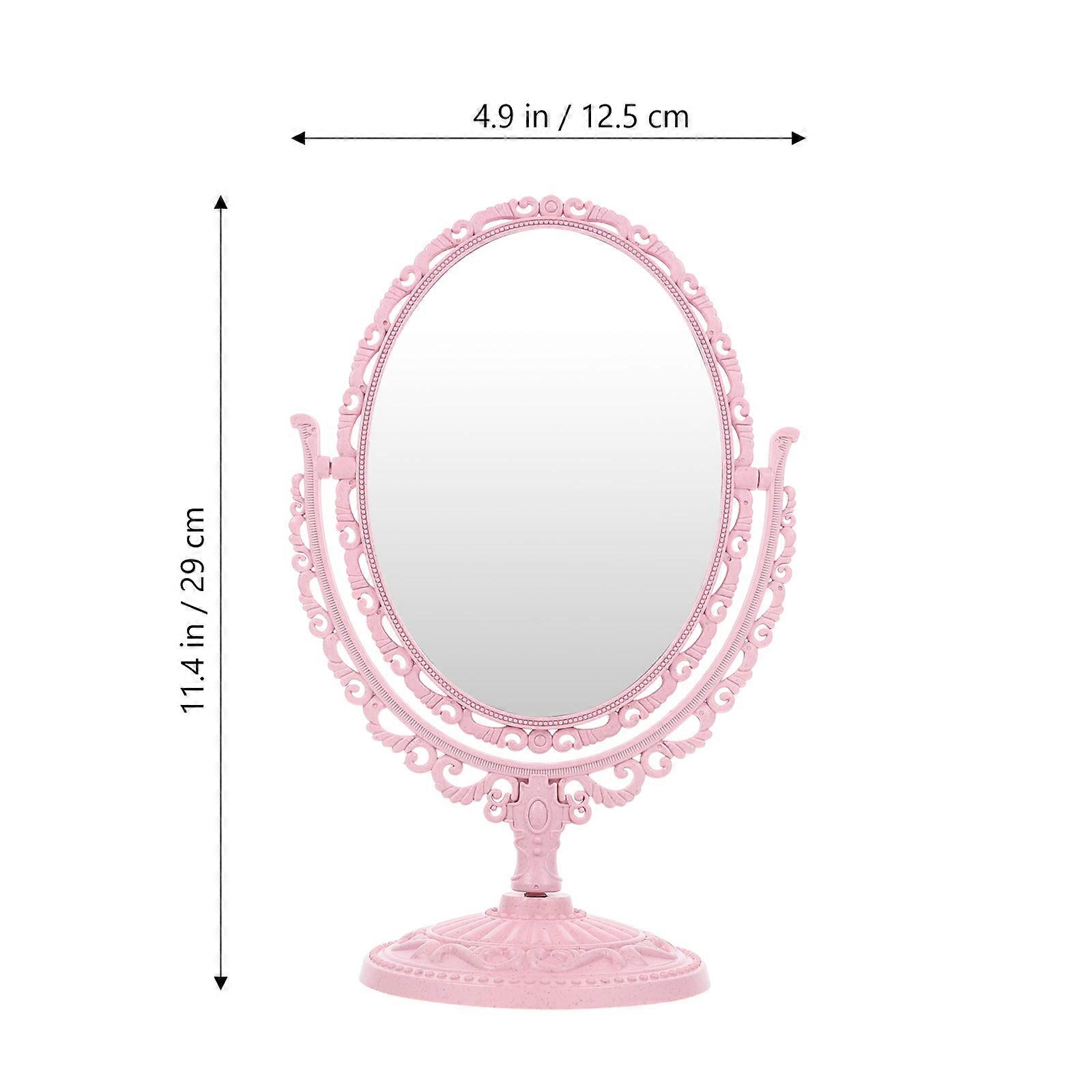 Pink Magnifying Vanity Mirror Tabletop with Rotation for Makeup